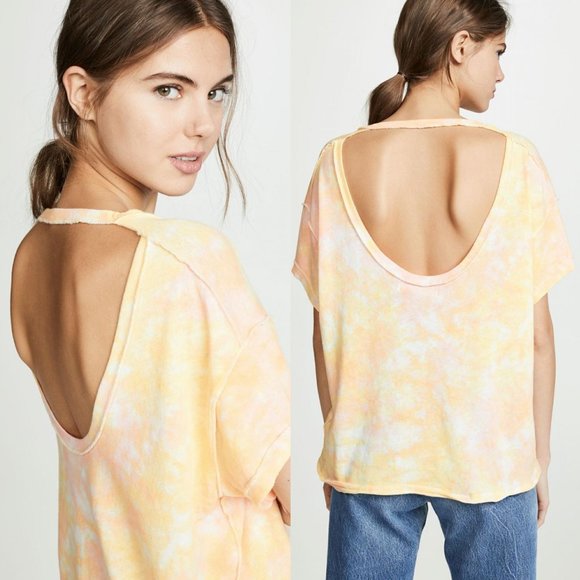 NWT Free People All Mine Orange Tie Dye SS T-Shirt - Picture 2 of 10
